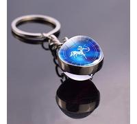 LODMLOER Blue Colorful Zodiac Sign Key Chain Jewelry,Horoscopes Star Signs Tag Key Rings Medallion Constellation Jewelry Or Gift Car Keychain Accessories For Women Men,Sagittarius,8Cm