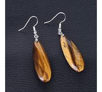 LODMLOER Dangle Long Earrings For Women - Natural Stone Multifaceted Cutting Pendant,Tiger Eye Crystal Lava Geometry Drop Earring,Tiger Eye
