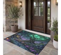 LODMLOER Door Mat Indoor Outdoor 45 x 75 cm Magical Forest Entrance Floor Mats Non-Slip Doormats Washable Absorbent Dirt Trapper Fantasy Trees Low Profile Floor Rug for Front Door Kitchen Bedroom
