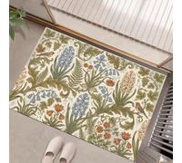 LODMLOER Door Mats Indoor, Washable Soft Doormats,William Morris Style Entrance Mat Ultra Thin Vintage Botanicals Flowers Low-Pile Entry Rug for Bedroom Kitchen Hallway Laundry,50 x 80 cm,Olive Green