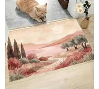 LODMLOER Entryway Door Mat Washable 80 x 120 cm Rugs Watercolor Landscape | Thin Lake Plants Indoor Rug Soft Non Slip Low Pile Carpet for Hallway Entrance Kitchen Bedroom