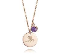 LODMLOER Floral Birthstone Necklace - 12 Birthday Stone Flowers Engraved Necklace,Y2K Style Blossom Birthstone Pendant Gift For Daughter Mother Wife Best Friend,June,45+5Cm