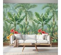 LODMLOER Jungle Plants Wall Mural,Tropical Landscape Wallpaper, Non-Woven Wallpaper Wall Decor for Bedroom, Living Room and Hallway,300x210cm