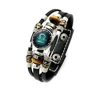 LODMLOER Luminous 12 Constellation Bracelet - Layered Vintage Black Punk Leather Bracelet Zodiac Sign Bracelet,Gemini Cancer Leo Virgo Snap Button Bracelet Bangles For Men,Libra,universal
