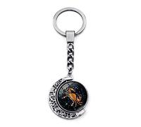 LODMLOER Luminous 12 Constellation Keychain - Fashion Double Side Rotating Moon Glass Cabochon Keychain, Leo Virgo Libra Scorpio Sagittarius Zodiac Signs Key Rings Jewelry,Cancer