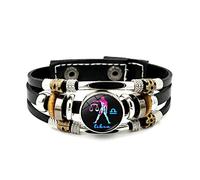 LODMLOER Luminous 12 Constellation Leather Bracelet - Twelve Zodiac Sign Multilayer Weave Punk Bracelet,Libra Scorpio Virgo Leo Button Time Gem Bracelet For Men And Women,Libra,universal