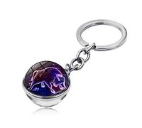 LODMLOER Luminous 12 Constellation Zodiac Sign Keychain - Leo Virgo Libra Scorpio Sagittarius Double Sided Glass Ball Pendant Crystal Zodiac Symbol Keychain,Car Key Ring Holder,Taurus