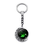 LODMLOER Luminous 12 Constellation Zodiac Sign Keychain - Leo Virgo Libra Scorpio Sagittarius Double Sided Rotation Moon Pendant Crystal Zodiac Symbol Keychain,Car Key Ring Holder,Aries