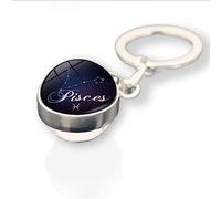 LODMLOER Luminous Star Sign Keychain - Creative Black Star Sky Leo Virgo Libra Scorpio Sagittarius Pendant Constellation Keyring,Double Sided Keyring Key Holder For Birthday Gift,Pisces