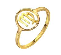 LODMLOER Luxury Golden Vintage Symbol Art Twelve Zodiac Symbol Design Ring,Women/Men Horoscope Celestial Astrology Set Ladies Fashion Jewelry Birthday Gift,Virgo,8