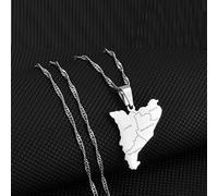 LODMLOER Map Of Catalonia Spain Pendant Necklace For Men - Catalonia Spain Pendant Neckalces For Women Girls Spanish Jewelry Unisex Map Jewelry Patriotic Jewelry,Gray,45Cm