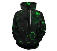 LODMLOER Mens Hoodies Pullover Hexagonal Honeycomb Casaul Long Sleeve Drawstring Hooded Sweatshirt Abstract Technology Soft & Comfortable Jumper with Kanga Pocket