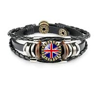 LODMLOER Multilayer Leather Bracelet,Fashion British Rice Flag Art Irreplaceable Time Stone Symbol Flag Rune Leather Wristband Adjustable Bangle Punk Jewelry,Picture,20Cm