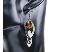 LODMLOER Natural Stone Earrings - Pink Quartz Drop Earring Jewelry,Tiger Eye Green Aventurine Black Onyx Crystal Round Bead Simple Earrings For Women Girl,Charm Opal Earrings Jewelry,Tiger Eye