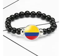 LODMLOER Natural Stone National Colombia Flag Bracelet,Pendant Bead Bracelet,For Men Women Friend Gift