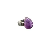 LODMLOER Natural Stone Ring - Exaggerate Irregular Water Drop Shape Semi-Precious Stones Ring,Adjustable Statement Rings Natural Stone Quartz Rings For Women Jewelry,Purple,Adjustable