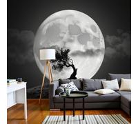 LODMLOER Night View Wall Mural W450 x H315 cm - Non-Woven Full Moon Ancient Tree Wallpaper,Black Photo Mural, Large Scenic Wall Covering for Living Room Bedroom Dining Room Decor