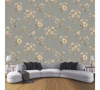 LODMLOER Non-Woven Khaki Grey Wallpaper Mural,Floral Branches, Panoramic Wall Mural 200x140cm,Simple Elegant Plants Wallpaper for Bedroom Living Room TV Backdrop Hallway Lounge