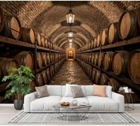 LODMLOER Non-Woven Medieval Architecture Panoramic Wallpaper W400 x H280 cm Wine Cellar Oak Barrels Home Decor for Bedroom Living Room TV Background Office Wall Poster