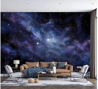 LODMLOER Non-Woven Starry Sky Galaxies Panoramic Wallpaper W450 x H315 cm Nebulae Dark Space Home Decor for Bedroom Living Room TV Background Office Wall Poster