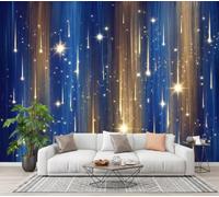 LODMLOER Non-Woven Starry Sky Panoramic Wallpaper W450 x H315 cm Shooting Stars Starlight Home Decor for Bedroom Living Room TV Background Office Wall Poster