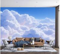 LODMLOER Non-Woven Tranquil Sky Panoramic Wallpaper W250 x H175 cm Clouds Realistic Landscape Home Decor for Bedroom Living Room TV Background Office Wall Poster