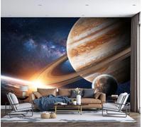 LODMLOER Non-Woven Universe Starry Sky Panoramic Wallpaper W250 x H175 cm Planets Fantasy Space Home Decor for Bedroom Living Room TV Background Office Wall Poster