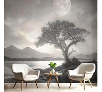 LODMLOER Panoramic Wallpaper Mural Ancient Trees Lake 3D Wall Sticker Poster,Night Scene Dark Style Photo Wallpaper Wall Mural 250x175cm for Living Room Bedroom Sofa Backdrop