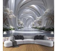 LODMLOER Panoramic Wallpaper Mural Corridor Architecture 3D Wall Sticker Poster,Visual Illusion Photo Wallpaper Wall Mural W400xH280cm for Living Room Bedroom Sofa Backdrop