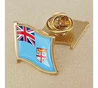 LODMLOER Personalized Shield Pozi Fiji Flag Pin Badge,Flag Lapel Pin Enamel Badges,National Waving Flag Pins,Metal Flag National Badges Pins,Brooch Souvenir Gift for Men Women,sector 19x18MM,picture