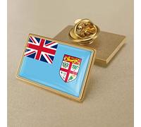 LODMLOER Personalized Shield Pozi Fiji Flag Pin Badge,Flag Lapel Pin Enamel Badges,National Waving Flag Pins,Metal Flag National Badges Pins,Brooch Souvenir Gift for Men Women,round 25x15MM,picture