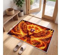 LODMLOER Phoenix Rebirth Bath Mat 50 x 80 cm, Extra Soft and Absorbent,Mythical Creature Flame | Low Pile, Non-Slip TPR Backing, Washable Rugs, for Bathtub Side, Bedroom, Kitchen and Laundry Room