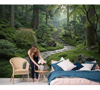 LODMLOER Photo Wallpaper Forest Trails Trees Moss Non-Woven Wall Mural, 3D Panoramic Wallpaper, Moderne Living Room Bedroom Art Poster Wall Decor