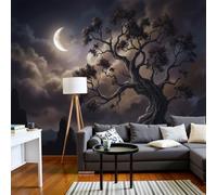 LODMLOER Photo Wallpaper Night View Moon W250 x H175 cm Non-Woven Wall Mural,Ancient Tree Fantasy Style Wallpaper, Moderne Living Room Bedroom Art Poster Mural