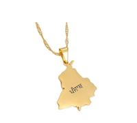 LODMLOER Punjab Pradesh Map Necklace - India Punjab State Map Pendant Neckalces Jewelry Punjab Pradesh Indian Script Pendant Jewelry Patriotic Jewelry Accessory Party Favors,Aureate,45Cm