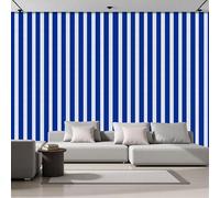 LODMLOER Royal Blue Panoramic Wallpaper Mural, 3D Effect Simple Stripes, Non-Woven Wall Mural Watercolor Lines for Bedroom, Living Room, Restaurant Café 250x175cm