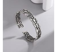 LODMLOER S925 Handmade Fish School Bracelet - Women'S Fashion Creative Small Fish Bracelet Retro Ladies Simple Fish Bracelet Mori Girl Gift Open Bracelet Jewelry,As Shown,Adjustable