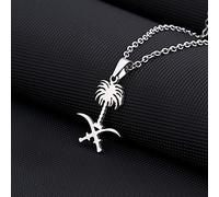 LODMLOER Saudi Arabia National Emblem Symbol Map Pendant Necklace - Trendy Country Maps National Flag Pendant - For Women Men Patriotic Charm Jewelryfor Men Boys Women'S Chains Pendant,White