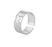 LODMLOER Simple White Fashion Adjustable Design Twelve Zodiac Symbol Design Ring,Women/Men Horoscope Celestial Astrology Set Ladies Fashion Jewelry Birthday Gift,Gemini,Adjustable