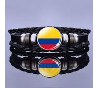 LODMLOER South America Country Flag Leather Bracelet,Brazil,Argentina,Chile,Colombia Flag Braided Bracelet Soccer Lover Gift,Colombia