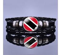 LODMLOER South America Country Flag Leather Bracelet,Trinidad And Tobago Flag Braided Bracelet Soccer Lover,Fashion Handmade Bracelet For Man &Amp; Woman Special Day'S Gift
