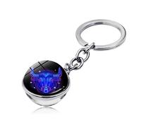 LODMLOER Starry Sky Astrology Keychain,12 Constellation Key Ring - Leo Virgo Libra Scorpio Sagittarius Pendant Double Sided Glass Cabochon Ball Pendant Time Stone Keychain Accessories,Taurus