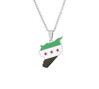 LODMLOER Syrian Map Necklaces For Women - Syria Free Army Map Flag Necklace For Syria Flag Pendant Necklace Flag Country Map Necklace Pendant Men Women Sweater Chain,Grey,60Cm Or 23.6 Inches