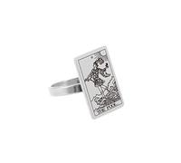 LODMLOER THE FOOL Tarot Cards Rings for Women Girls,Astrology Divination Magic Amulet Ring Band Jewelry for Women Girls,White,7