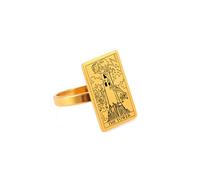 LODMLOER THE TOWER Tarots Cards Rings - Good Luck Zodiac Ring,Astrology Divination Magic Amulet Ring Jewelry for Women Girls Gothic Party Jewelry,yellow,10