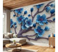 LODMLOER Wall Mural Vintage Tree Branches Embossed Elegant Flowers, Premium Non-Woven Wallpaper Mural Photo Wallpaper for Living Room Bedroom, Feature Wall Decor W250 x H175 cm