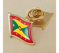LODMLOER Yellow Stars Geometric Grenada Flag Pin Badge,Flag Lapel Pin Enamel Badges,National Waving Flag Pins,Metal Flag National Badges Pins,Brooch Souvenir Gift For Men Women,Sector 19X18Mm,Picture