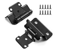 Lodokdre 1/2Inch Overlay Semi Partial Wrap Cabinet Hinges Cold Rolled Steel Cabinet Hinges 4 Pairs (8 Pcs) Self Closing Black Hinges for Variable Kitchen 8Pcs