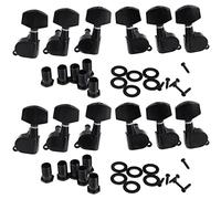 Lodokdre 12 Pieces Black Sealed Tuning Pegs Mechanics 6R 6L / Acoustic Guitar
