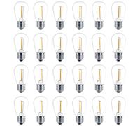 Lodokdre 24 Pack 3V LED S14 Replacement Light Bulbs, Shatterproof Outdoor Solar String Light Bulbs, Warm White